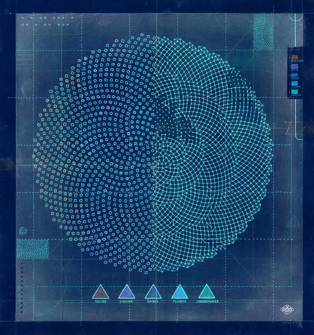Five States of Matter, Blue, Archival Print