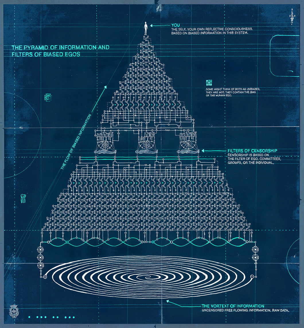 The Pyramid of Information -Blue, Archival Print